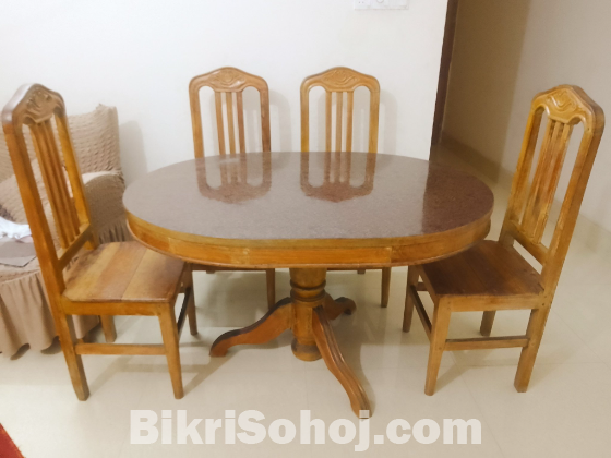 সেগুন কাঠের ডাইনিং চেয়ার-টেবিল